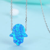 Opal Crystal Pendant Necklace 925 Sterling Silver Long Chain Christmas Jewelry