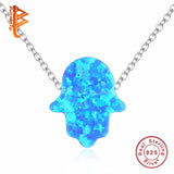 Opal Crystal Pendant Necklace 925 Sterling Silver Long Chain Christmas Jewelry