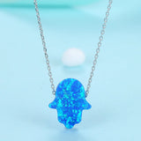 Opal Crystal Pendant Necklace 925 Sterling Silver Long Chain Christmas Jewelry