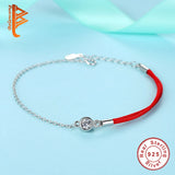 Red Rope Bracelet 925 Silver Crystal Round Bracelet Women Gift