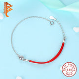 Red Rope Bracelet 925 Silver Crystal Round Bracelet Women Gift
