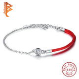 Red Rope Bracelet 925 Silver Crystal Round Bracelet Women Gift