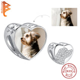 925 Silver Zircon Dog Heart Bead Charm Bracelet DIY Jewelry