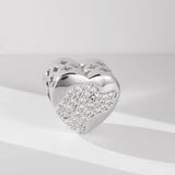 925 Silver Zircon Dog Heart Bead Charm Bracelet DIY Jewelry