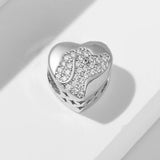 925 Silver Zircon Dog Heart Bead Charm Bracelet DIY Jewelry
