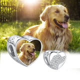 925 Silver Zircon Dog Heart Bead Charm Bracelet DIY Jewelry