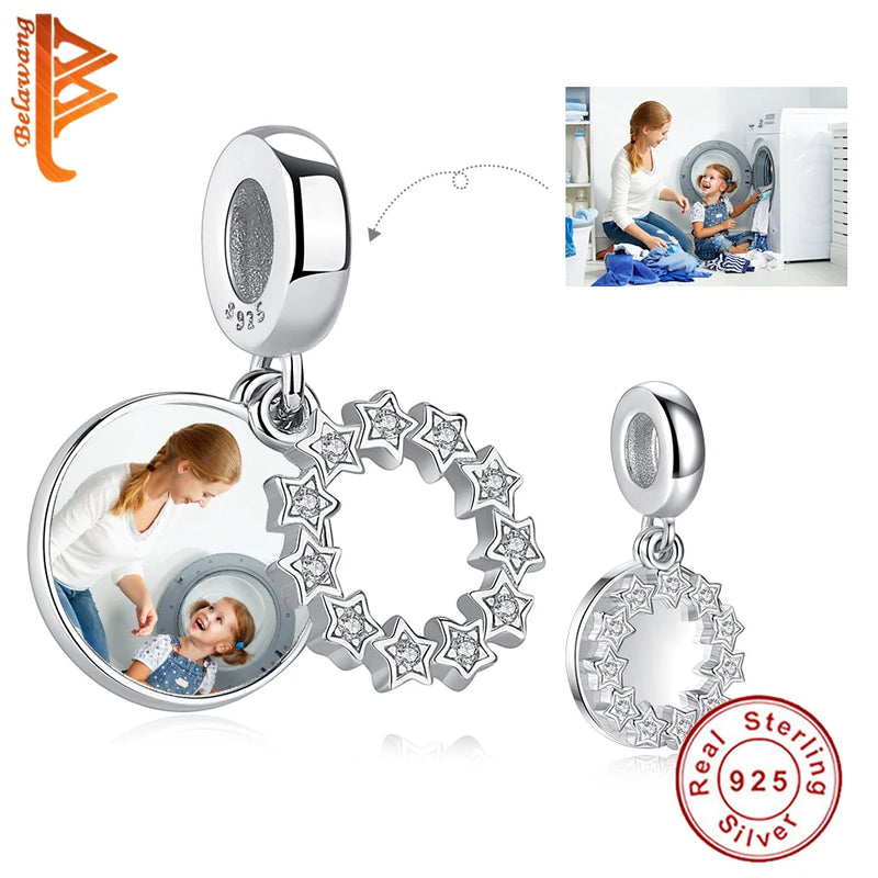 925 Sterling Sliver Star Charms for Bracelet - Personalized Round Star Charms