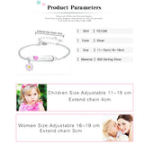 Personalized 925 Silver Bracelet Flower&Heart Charm for Baby Children