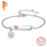 Personalized 925 Silver Bracelet Flower&Heart Charm for Baby Children