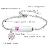 Personalized 925 Silver Bracelet Flower&Heart Charm for Baby Children
