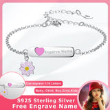Personalized 925 Silver Bracelet Flower&Heart Charm for Baby Children