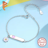Personalized 925 Silver Bracelet Flower&Heart Charm for Baby Children