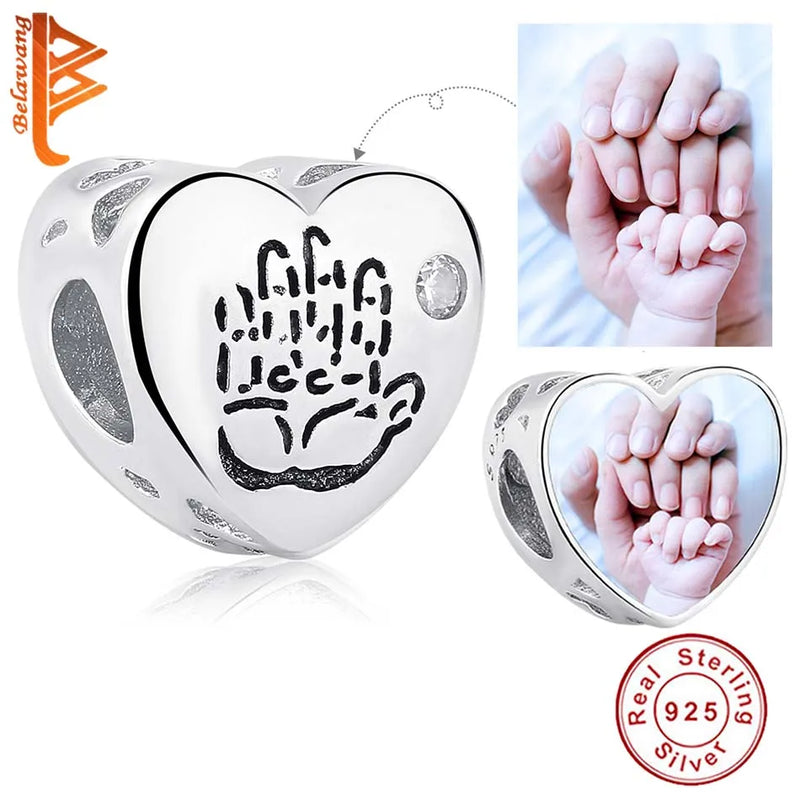 925 Silver Baby Handprint Charm Bead for Bracelet