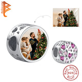 Personalized Heart Charm 925 Silver Pink Zircon Bead