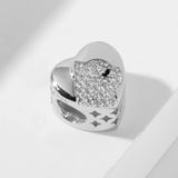 Custom Crystal Cat Heart Bead 925 Sterling Silver Charm