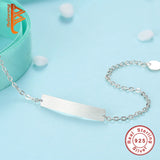 Engrave Link Chain Bracelet 925 Silver Couple Bracelet Gift