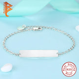 Engrave Link Chain Bracelet 925 Silver Couple Bracelet Gift