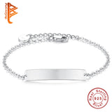Engrave Link Chain Bracelet 925 Silver Couple Bracelet Gift