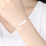 Engrave Link Chain Bracelet 925 Silver Couple Bracelet Gift