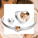Custom Mom Heart Bead for Bracelet 925 Sterling Silver Charm