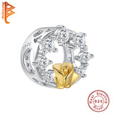 925 Silver Rose Heart Bead Charm for Bracelet Women Gift