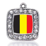 Belgium Flag Circle Charm Antique Silver Plated Jewelry