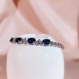 Oval Gemstone Bracelet Sapphire 925 Silver Female Jewelry Gift
