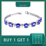 Oval Gemstone Bracelet Sapphire 925 Silver Female Jewelry Gift