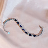 Oval Gemstone Bracelet Sapphire 925 Silver Female Jewelry Gift