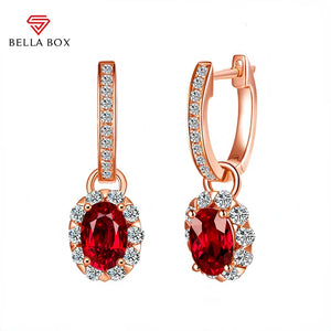 Ruby Women Drop Earrings 925 Silver Red Gemstones Wedding Gift