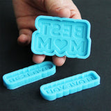 MOM DAD Silicone Pendant Mold for Resin Casting DIY Keychain Crafts