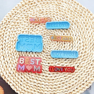 MOM DAD Silicone Pendant Mold for Resin Casting DIY Keychain Crafts