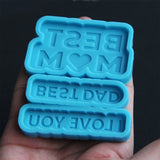 MOM DAD Silicone Pendant Mold for Resin Casting DIY Keychain Crafts