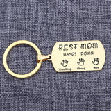 MOM HANDS DOWN Personalized Engraved Keychain - Mother's Gift