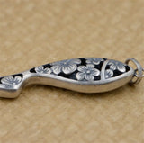 925 Silver Fish & Flower Pendants Vintage Thai Jewelry