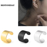 BESTONEDAY Punk Rock Ear Clip Cuff Wrap Earrings Stainless Steel No piercing