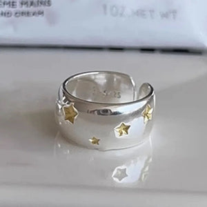 925 Sterling Geometric Star Ring Women Fine Jewelry Christmas Gift