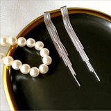 BF CLUB 925 Silver Earrings Women Allergy-Free Long Tassel Party Christmas Gift