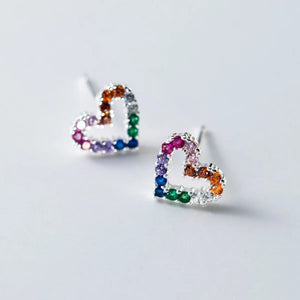 925 Silver Heart Zircon Earrings Prevent Allergy Party Accessories