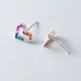 925 Silver Heart Zircon Earrings Prevent Allergy Party Accessories