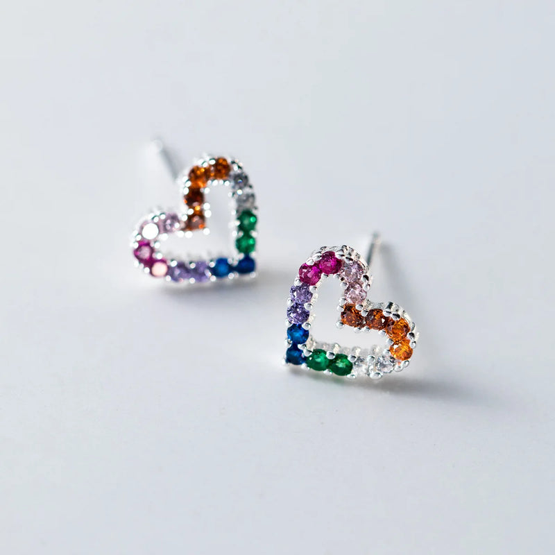 925 Silver Heart Zircon Earrings Prevent Allergy Party Accessories