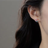 925 Silver Heart Zircon Earrings Prevent Allergy Party Accessories