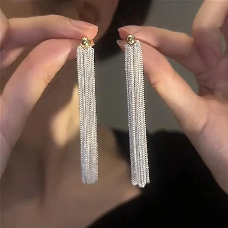 BF CLUB 925 Sterling Silver Tassel Earrings Women Allergy-Free Party Accessory