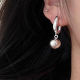 925 Silver Retro Ball Earrings Women Allergy-Free Party Accessory Christmas Gift