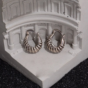 925 Silver Strip Earrings Retro Prevent Allergy Party Accessory Gift