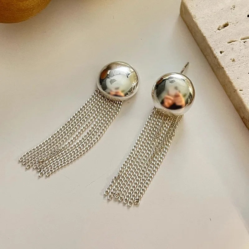 925 Silver Tassel Earrings Prevent Allergy Party Accessories Christmas Gift