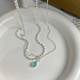 BF CLUB 925 Silver Geometric Stone Necklace Women Engagement