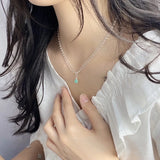 BF CLUB 925 Silver Geometric Stone Necklace Women Engagement