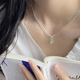 BF CLUB 925 Silver Geometric Stone Necklace Women Engagement