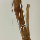 925 Silver Necklace Women Bow Engagement Fine Jewelry